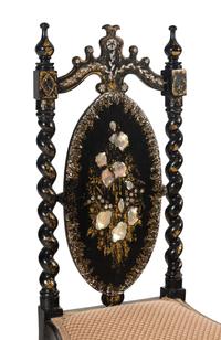 A Victorian Mother-of-Pearl Inlaid Ebonized Side Chair