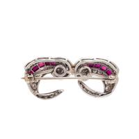 PLATINUM, DIAMOND AND RUBY BROOCH