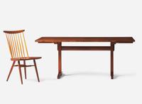George Nakashima (1905-1990), Trestle Extension Dining Table and Six New Chairs, New Hope, PA, 1966
