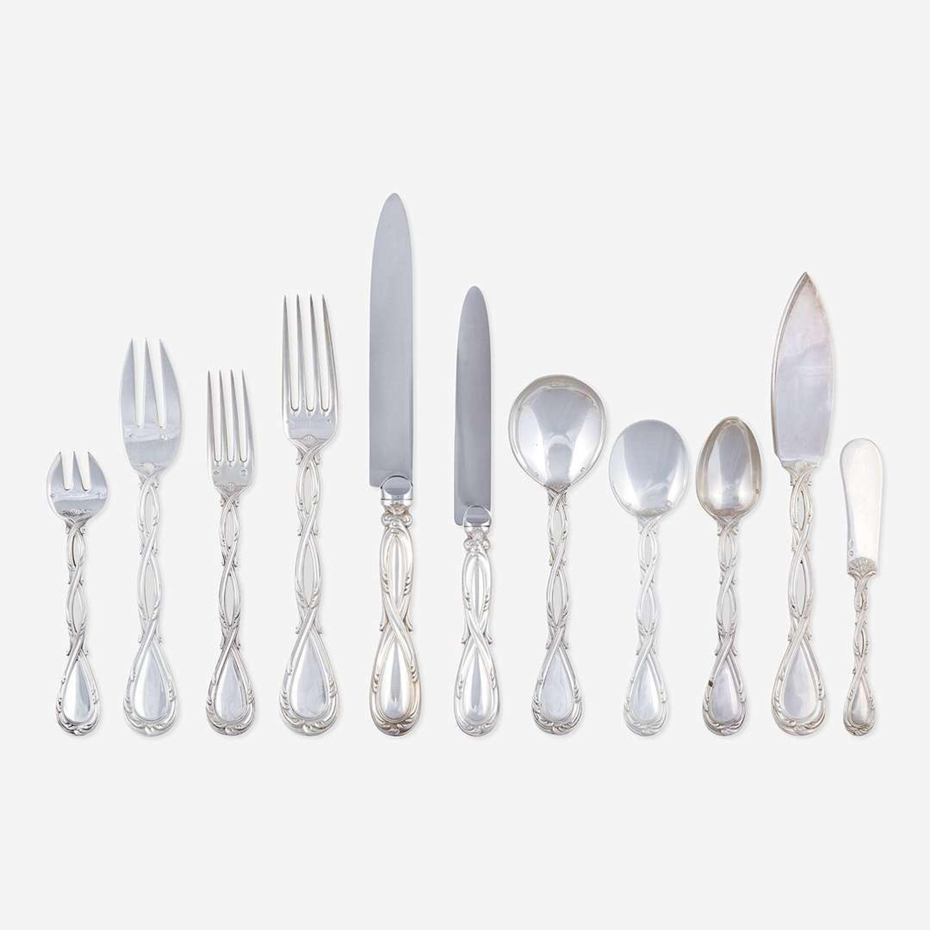 An Extensive French Sterling Silver Flatware Service Puiforcat, Paris, 20th century