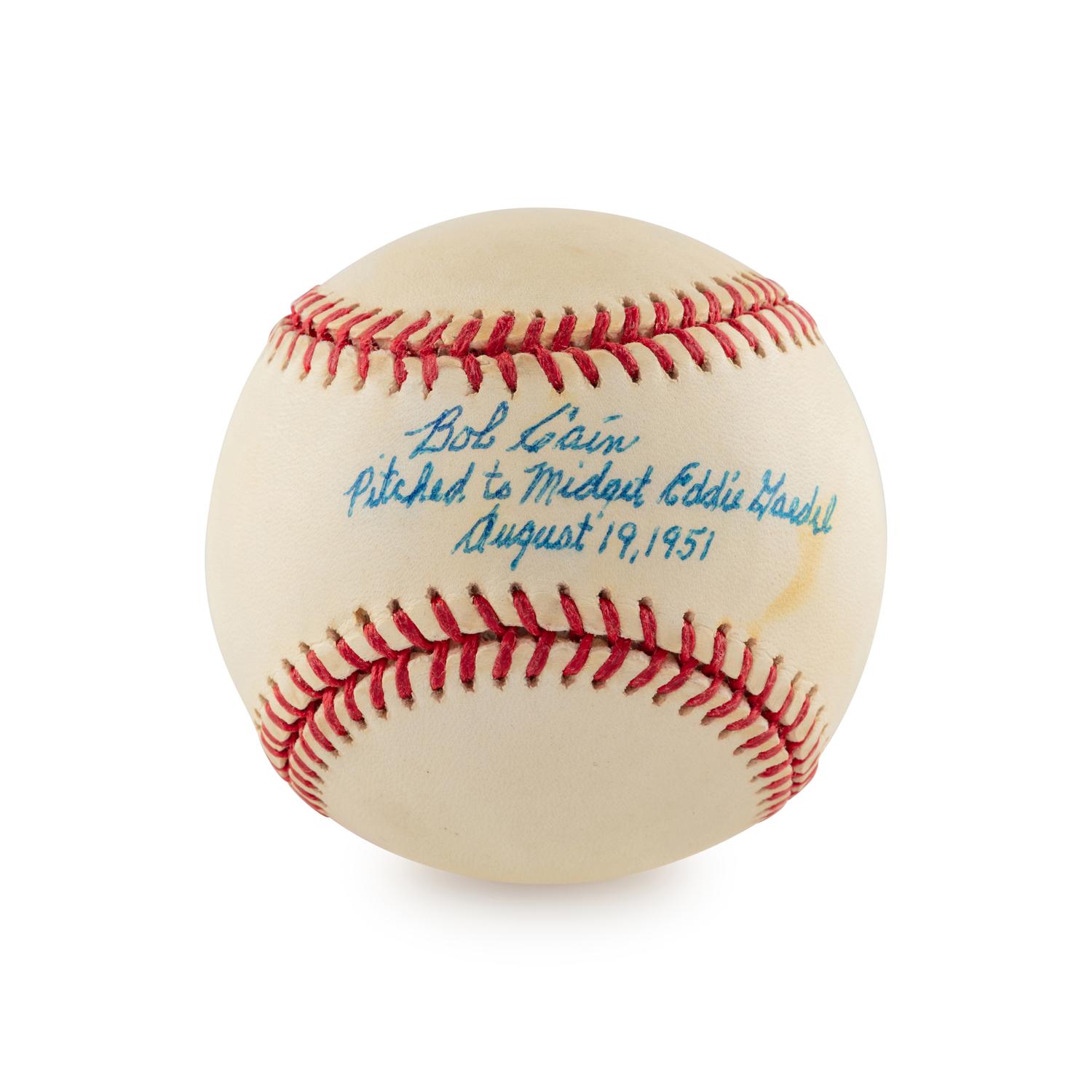 A Bob Cain Pitched to Eddie Gaedel Signed Autograph Baseball (Beckett Authentication Services)