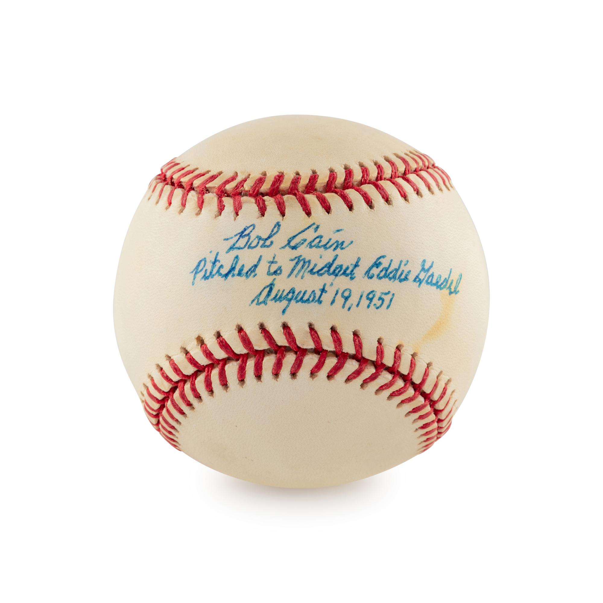A Bob Cain Pitched to Eddie Gaedel Signed Autograph Baseball (Beckett Authentication Services)