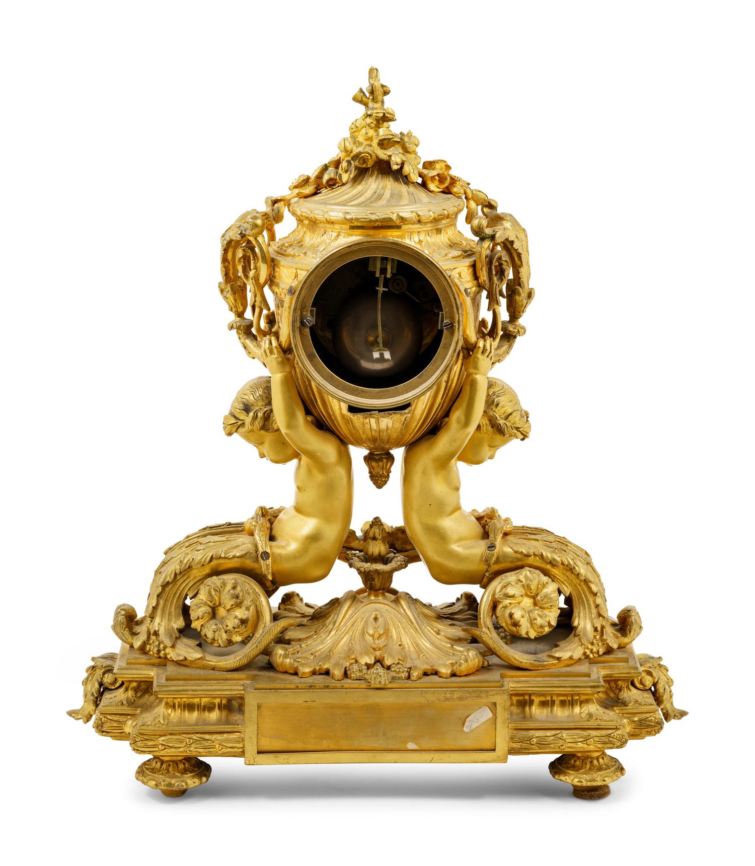 A Louis XV Style Gilt Bronze Mantel Clock
