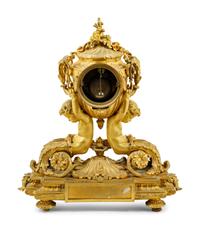 A Louis XV Style Gilt Bronze Mantel Clock