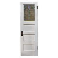 A Leaded and Stained Glass Door from a Chicago, IL. Bungalow 23.75" W x 1.5" D x 78.25" H — United States, Early 20th Century