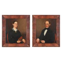 American School 19th Century, A Pair of Portraits: Lady and Gentleman