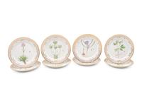 A Set of Eight Royal Copenhagen Flora Danica Porcelain Luncheon Plates