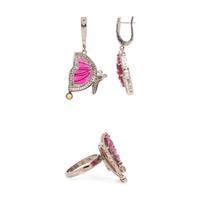 TOURMALINE AND DIAMOND BUTTERFLY SET