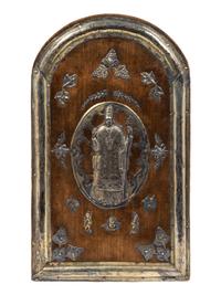 A Spanish Colonial Silver-Mounted Velvet Plaque — 19TH CENTURY