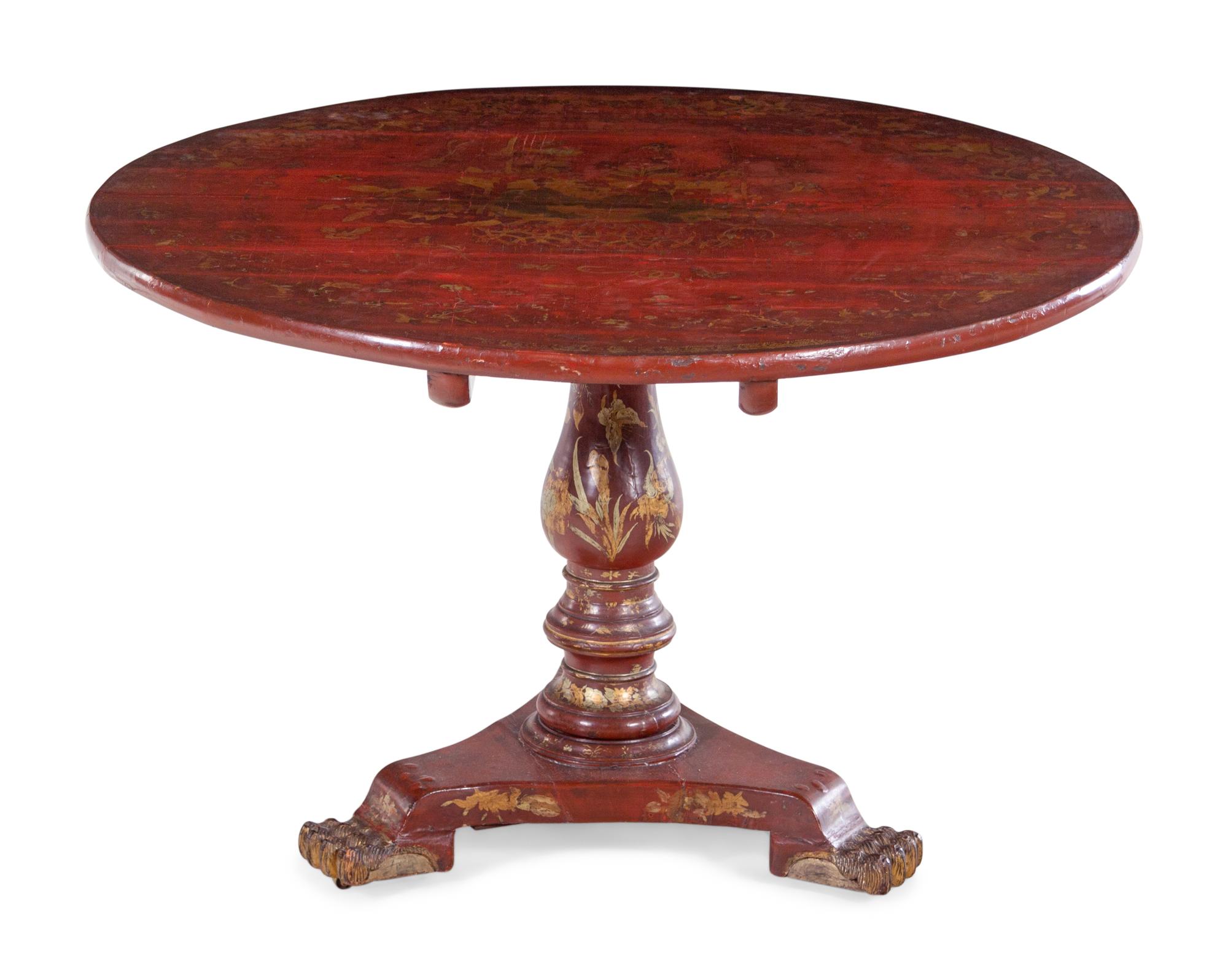 A Regency Style Lacquered and Japanned Tilt-Top Table