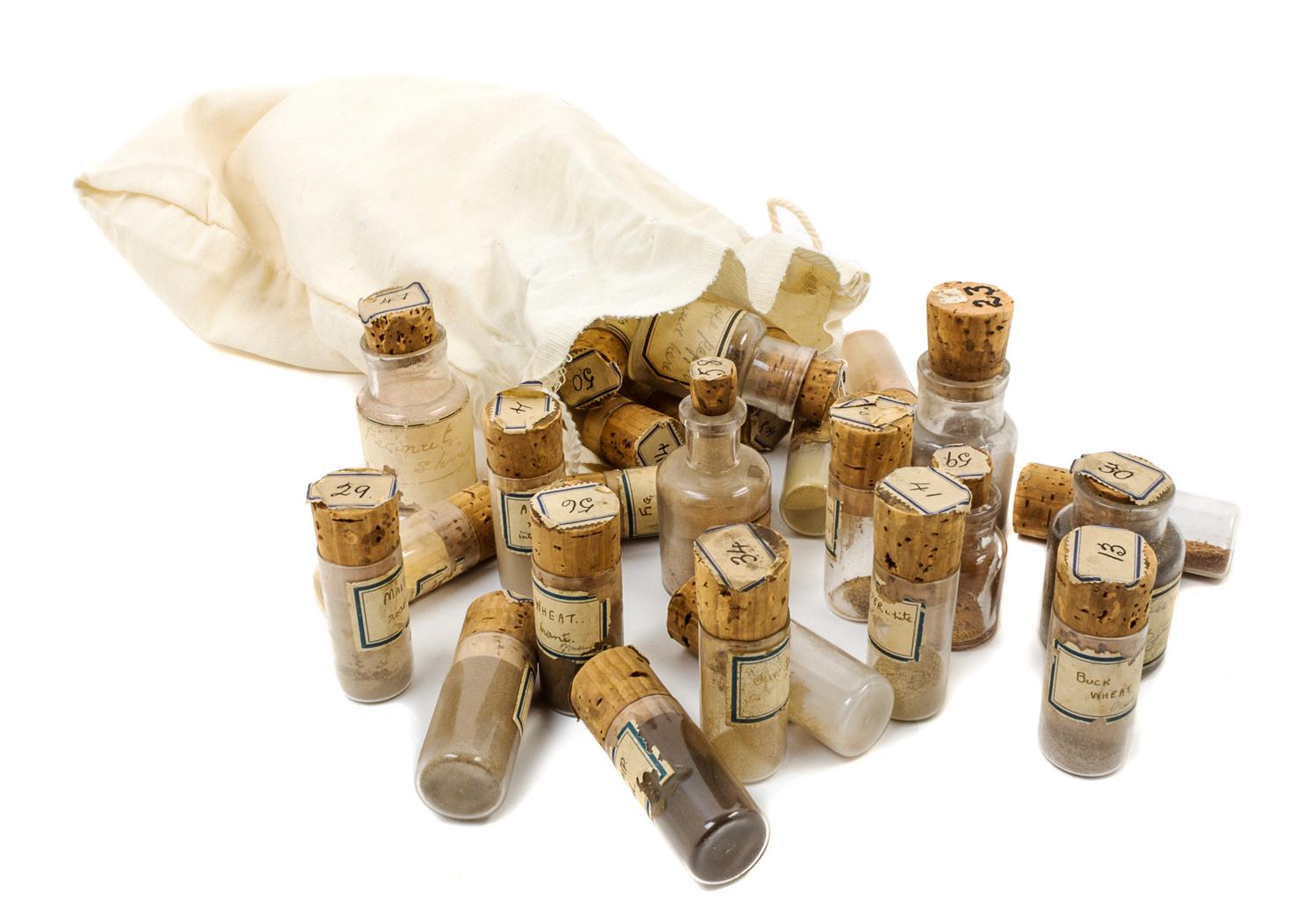 A Group of Twenty-Eight Powdered Specimens Height of tallest 3 1/2 inches.