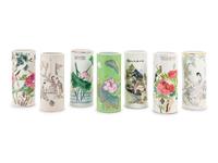 Seven Chinese Famille Rose Porcelain Hat Stands