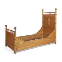 A Carved Bamboo and Bird's Eye Maple Bedroom Suite