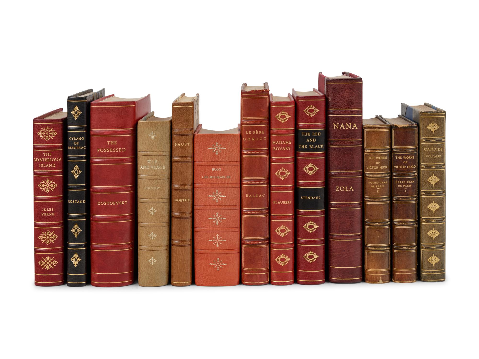 [BINDINGS – EUROPEAN LITERATURE]. A group of 12 works in 13 volumes, including: