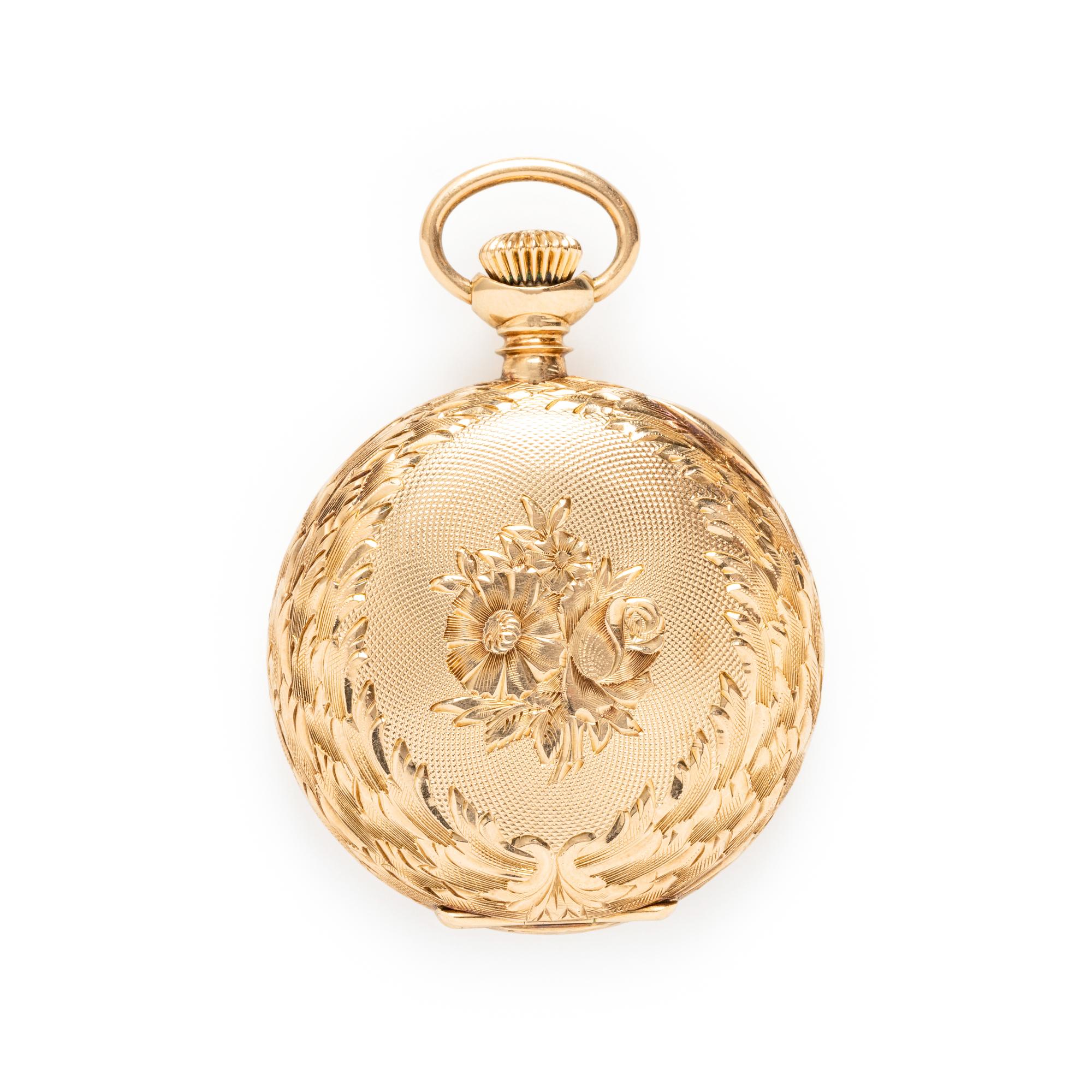 WALTHAM FOR W.M. WISE & SON, 14K YELLOW GOLD HUNTER CASE POCKET WATCH