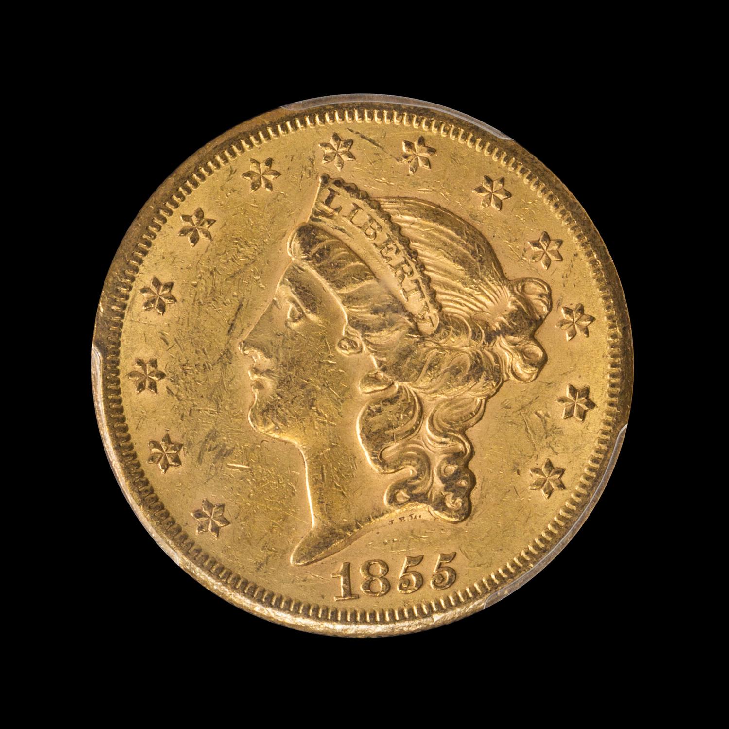 A United States 1855-S Liberty Head $20 Gold Coin