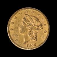 A United States 1855-S Liberty Head $20 Gold Coin