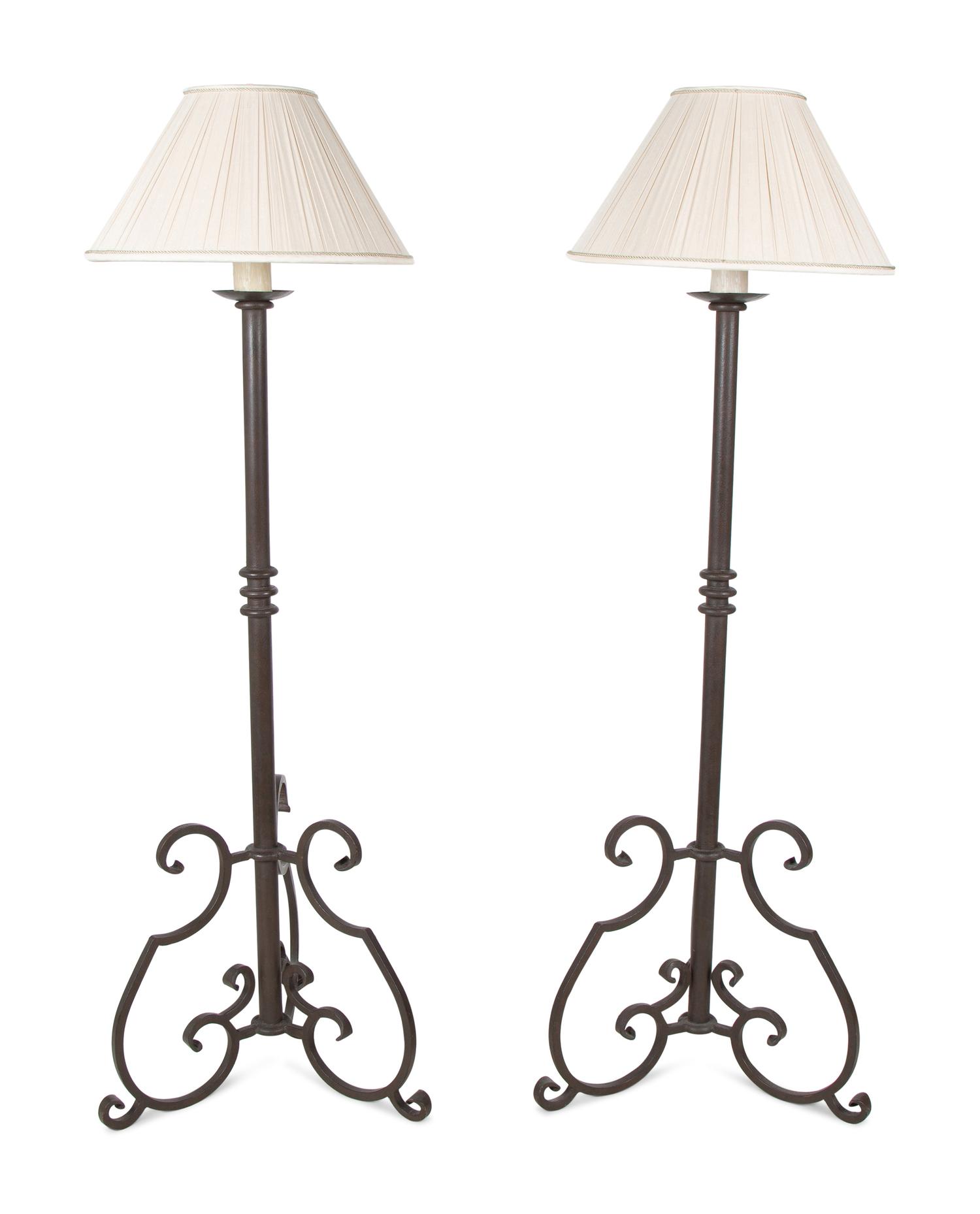 A Pair of Wrought Iron Floor Lamps — 20TH CENTURY