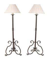 A Pair of Wrought Iron Floor Lamps — 20TH CENTURY