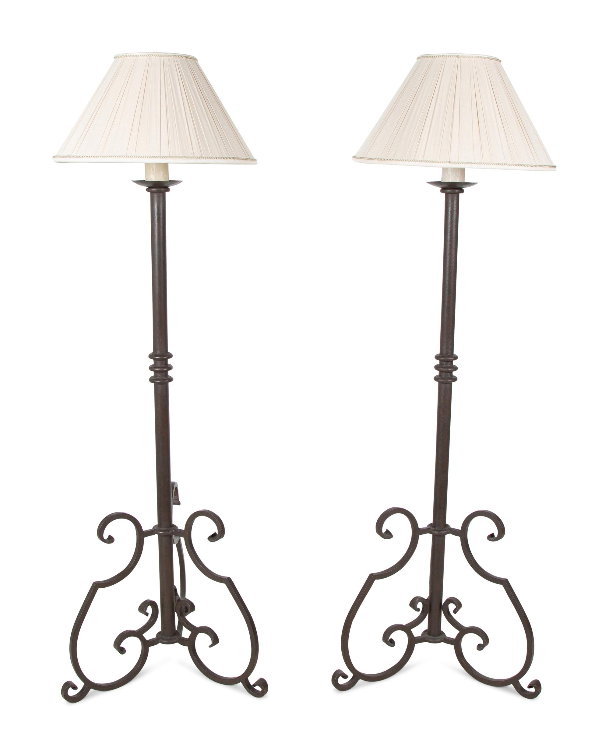 A Pair of Wrought Iron Floor Lamps — 20TH CENTURY