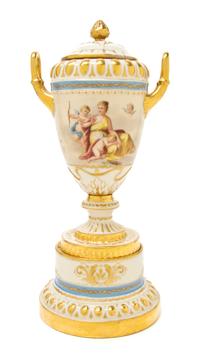 A Royal Vienna Style Porcelain Urn, Height 13 1/2 inches.