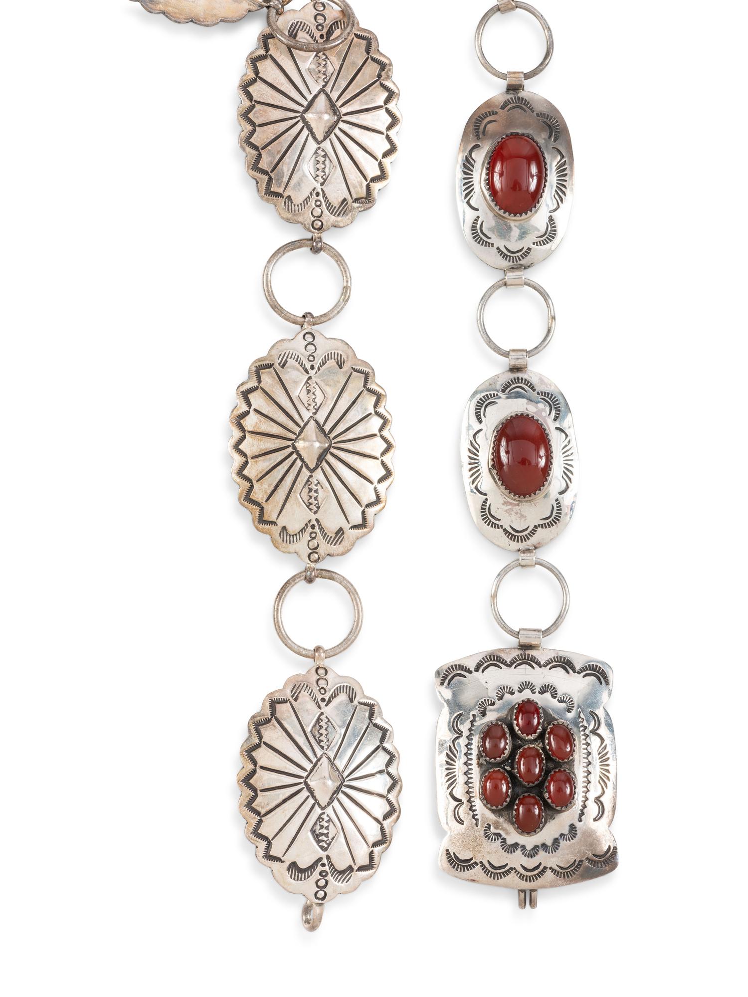 Pair of Navajo Sterling Silver Link Concha Belts