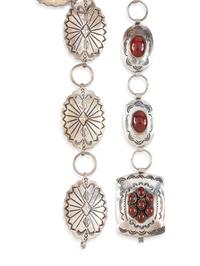 Pair of Navajo Sterling Silver Link Concha Belts