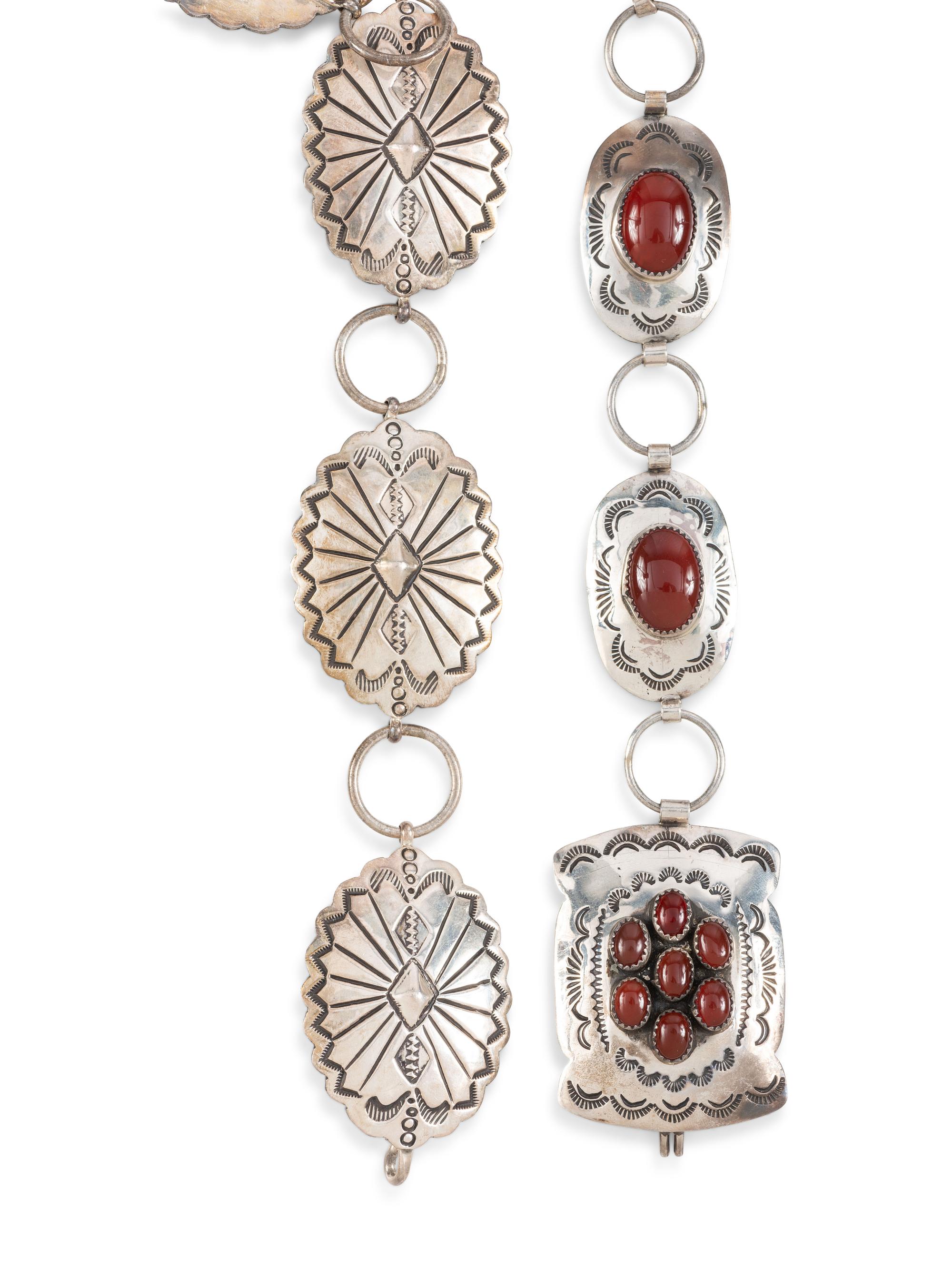 Pair of Navajo Sterling Silver Link Concha Belts