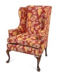 A Queen Anne Style Upholstered Easy Chair