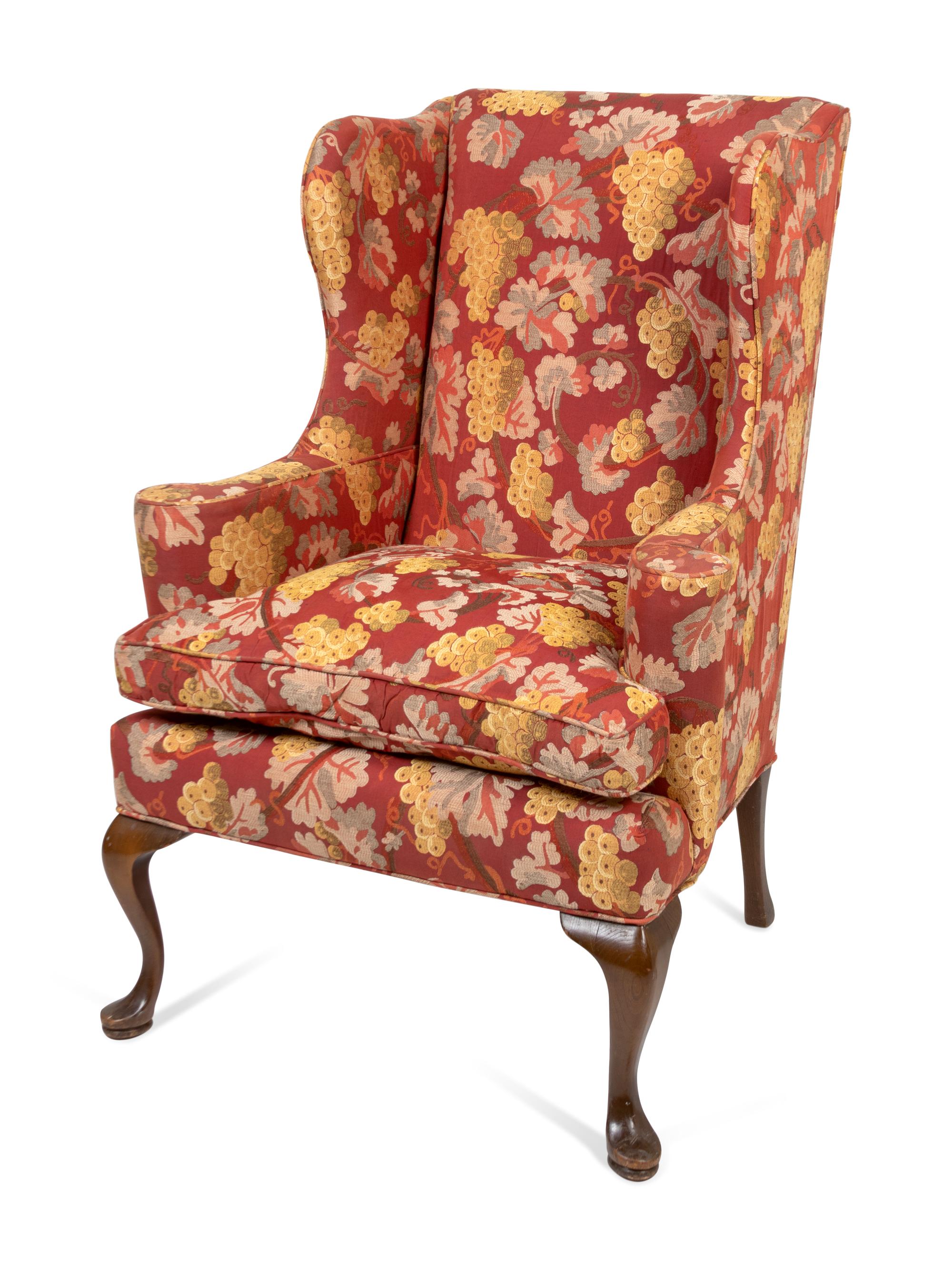 A Queen Anne Style Upholstered Easy Chair