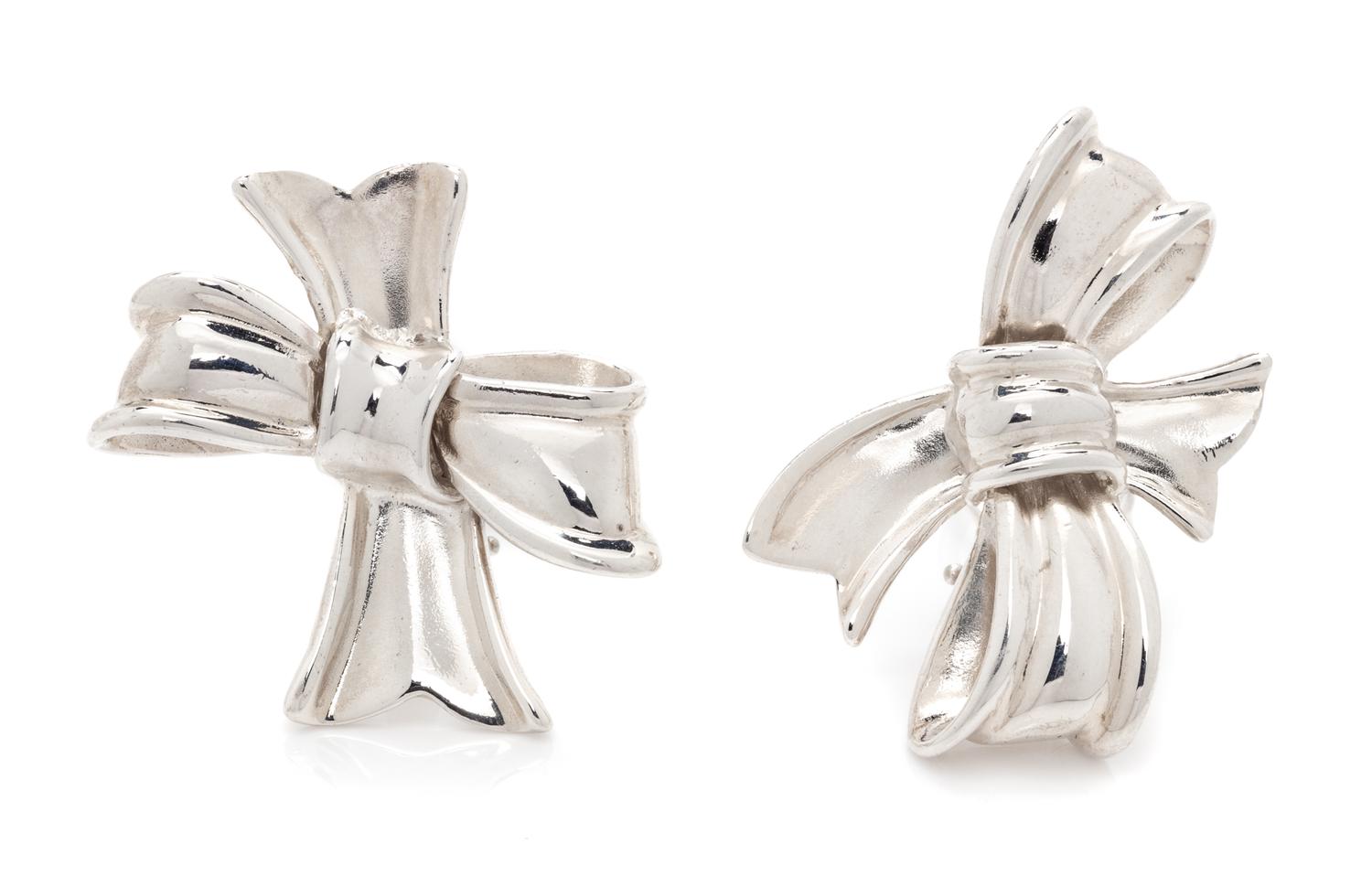 A Pair of Sterling Silver Bow Motif Earclips, Angela Cummings, Circa 1984,