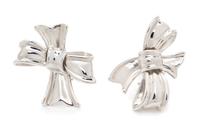 A Pair of Sterling Silver Bow Motif Earclips, Angela Cummings, Circa 1984,