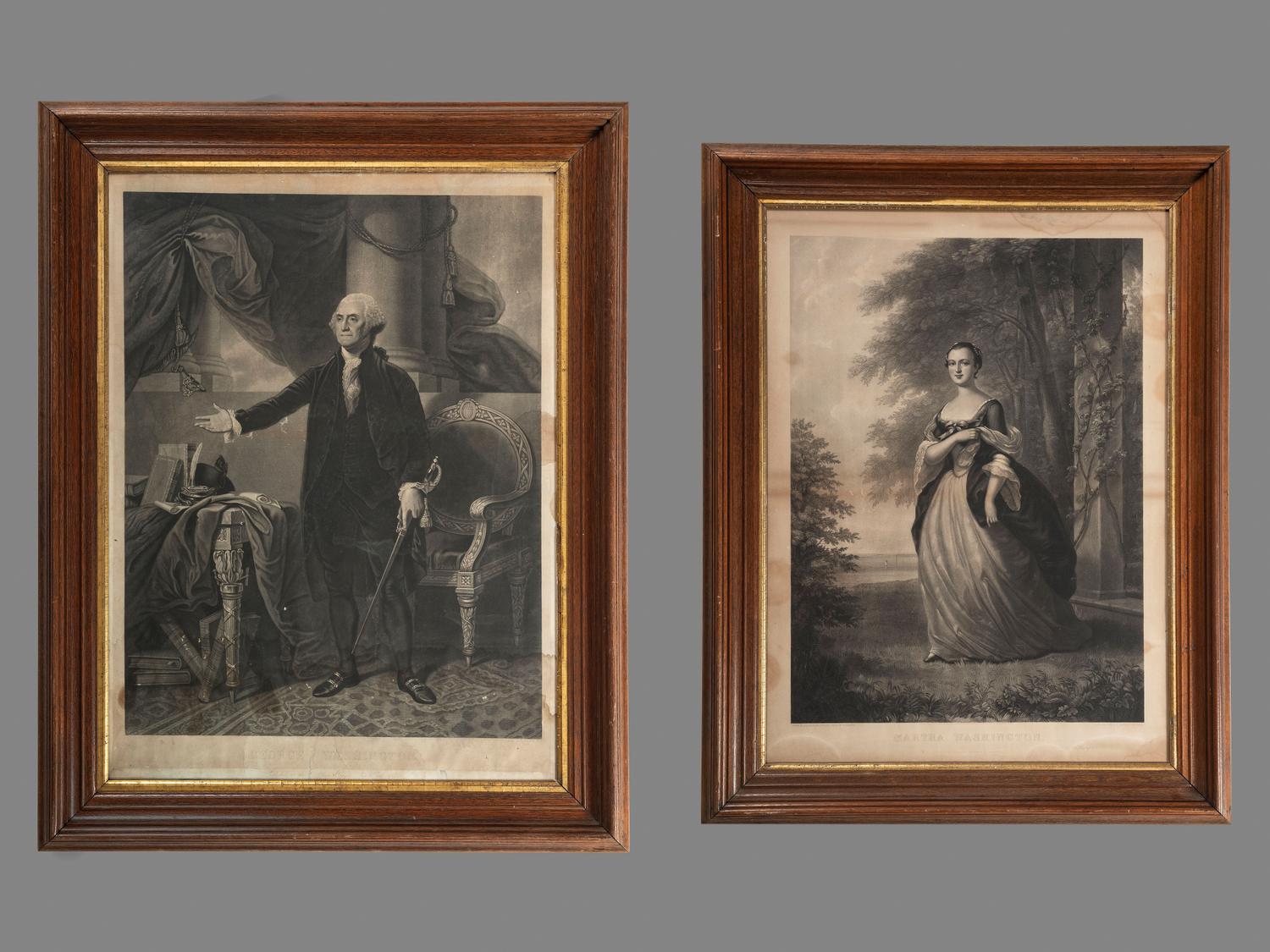 A Pair of Engravings Depicting George and Martha Washington