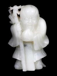 Two Carved Hardstone Figures of Shoulao , Immortal of Longevity