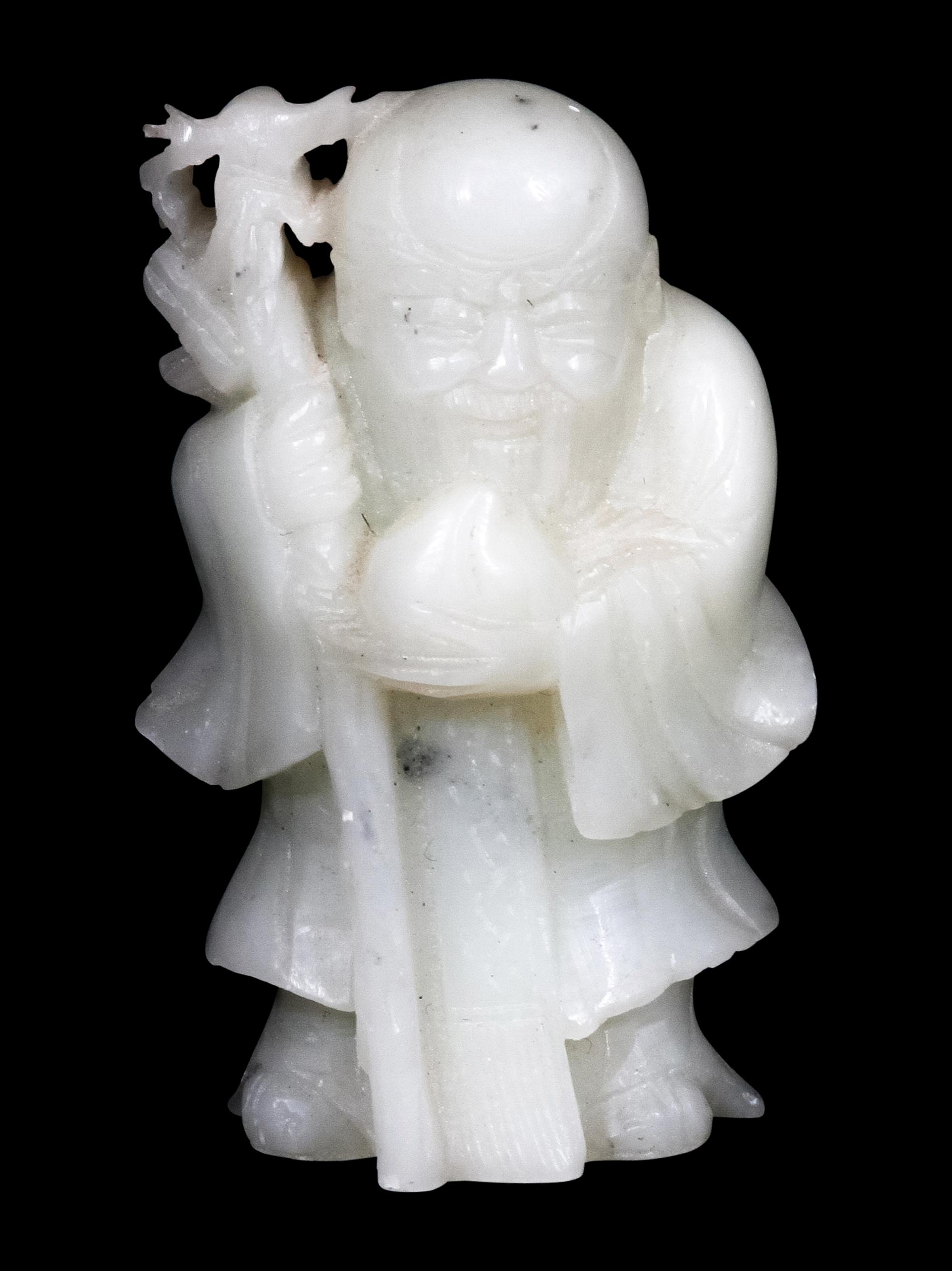Two Carved Hardstone Figures of Shoulao , Immortal of Longevity