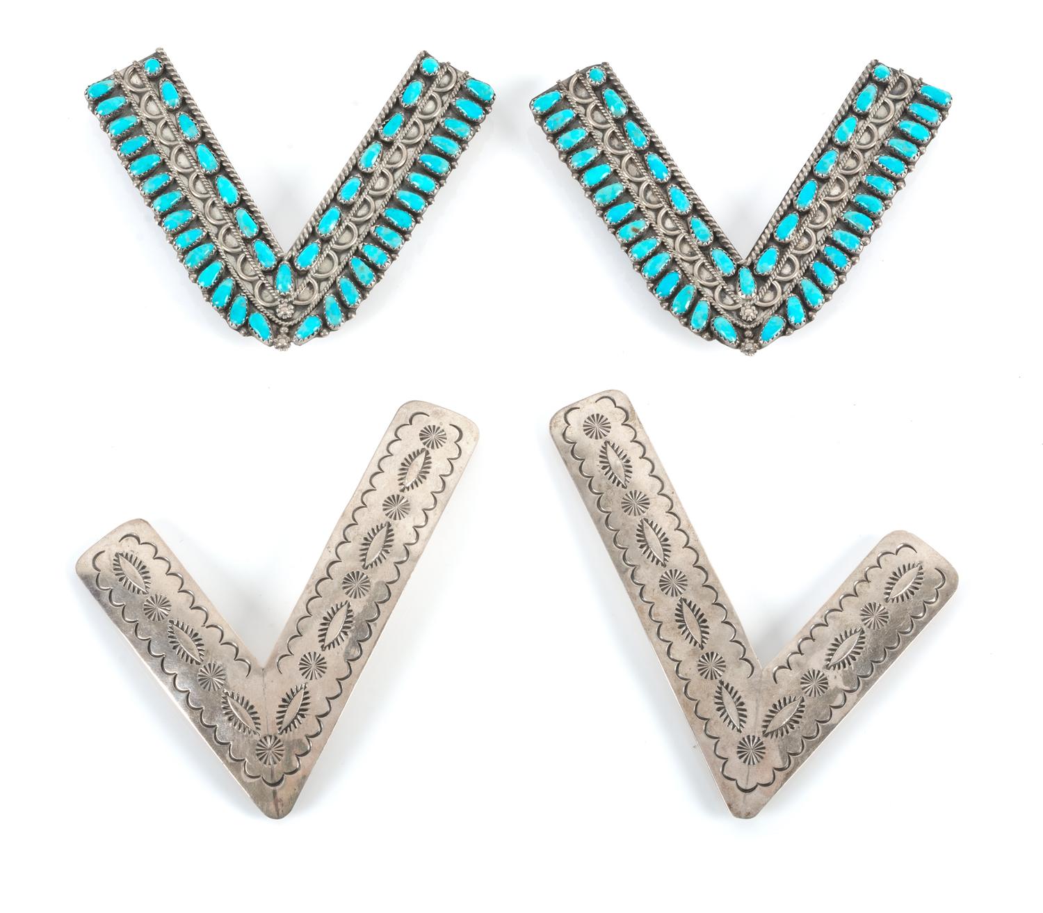 Two Pair of Silver Collar Tabs Larger 4 inches long