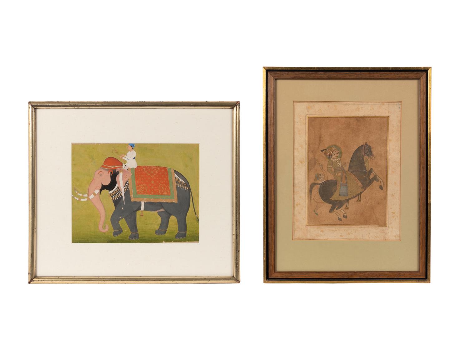Two Indian Paintings Depicting Figures and Animals