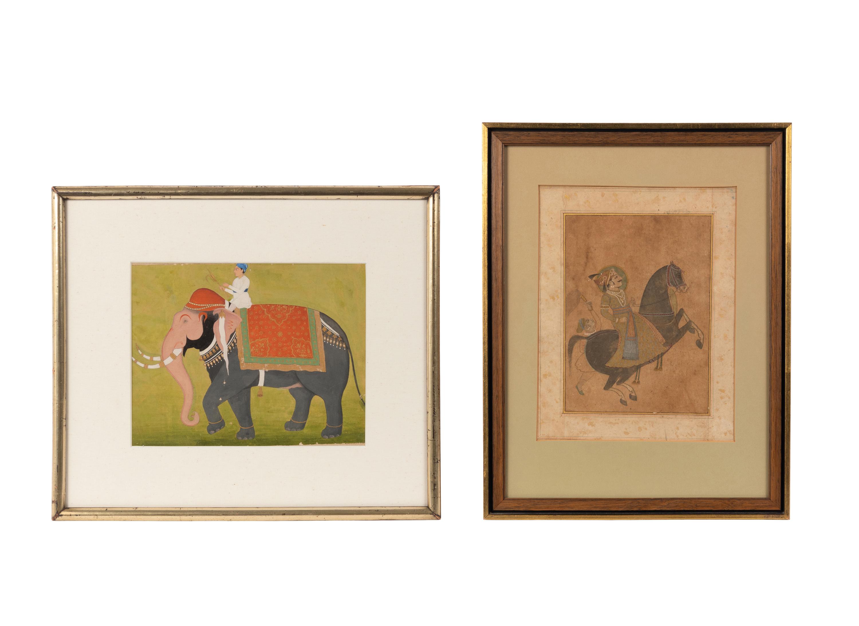 Two Indian Paintings Depicting Figures and Animals