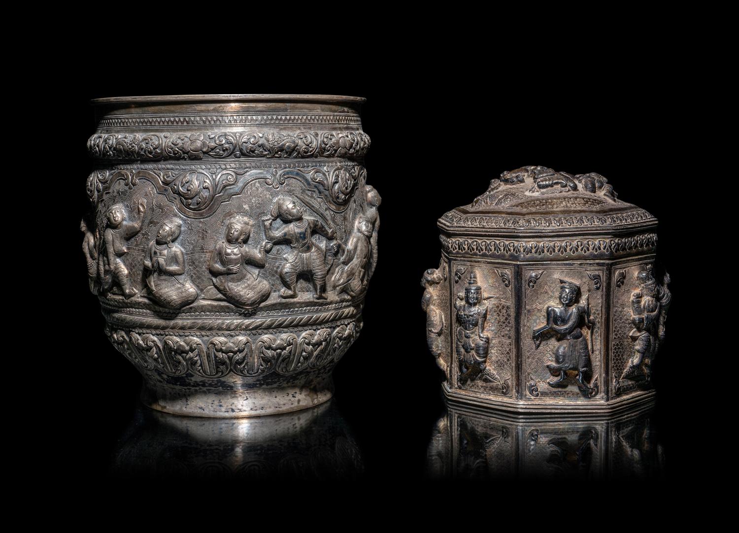 Two Burmese Silver Bowls