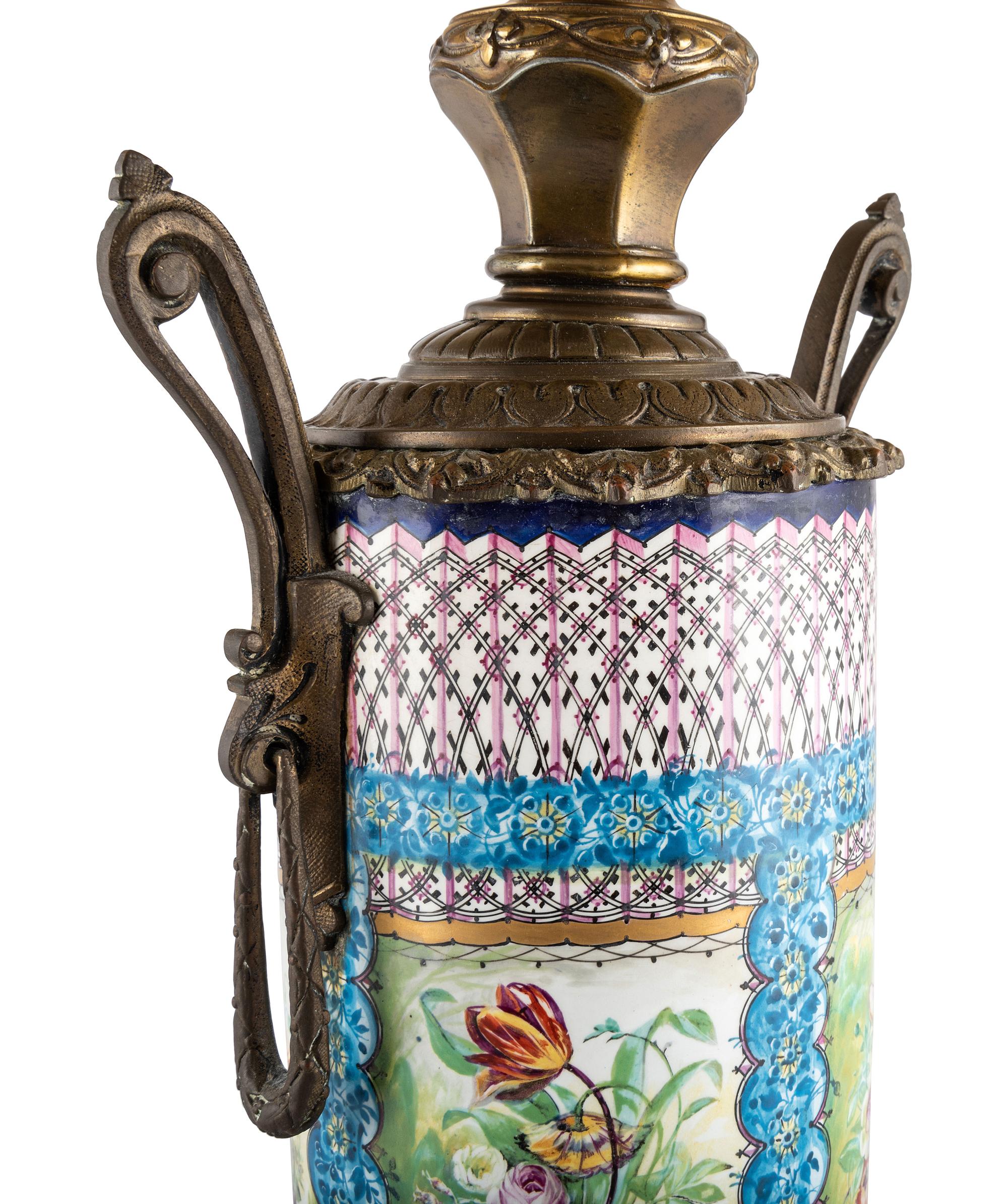 A Gilt Metal Mounted Porcelain Vase Lamp