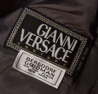 A Gianni Versace Grey Silk Double Breasted Pinstripe Skirt Suit, Size 40.