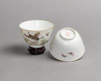 Two Pairs of Famille Rose Porcelain Wine Cups Diameter of larger 4 1/8 inches. — 19TH CENTURY