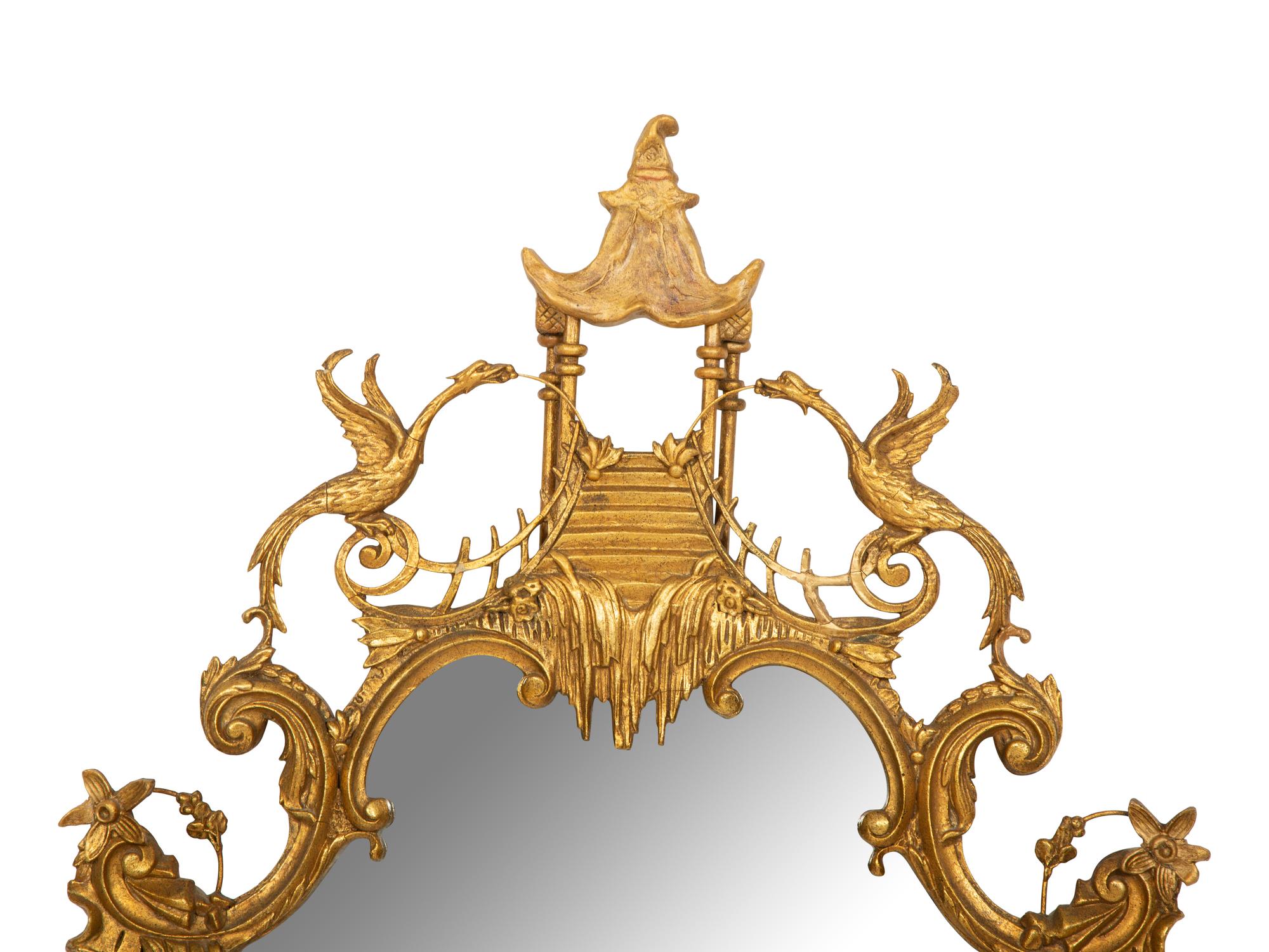 A Chinese Chippendale Style Giltwood Mirror