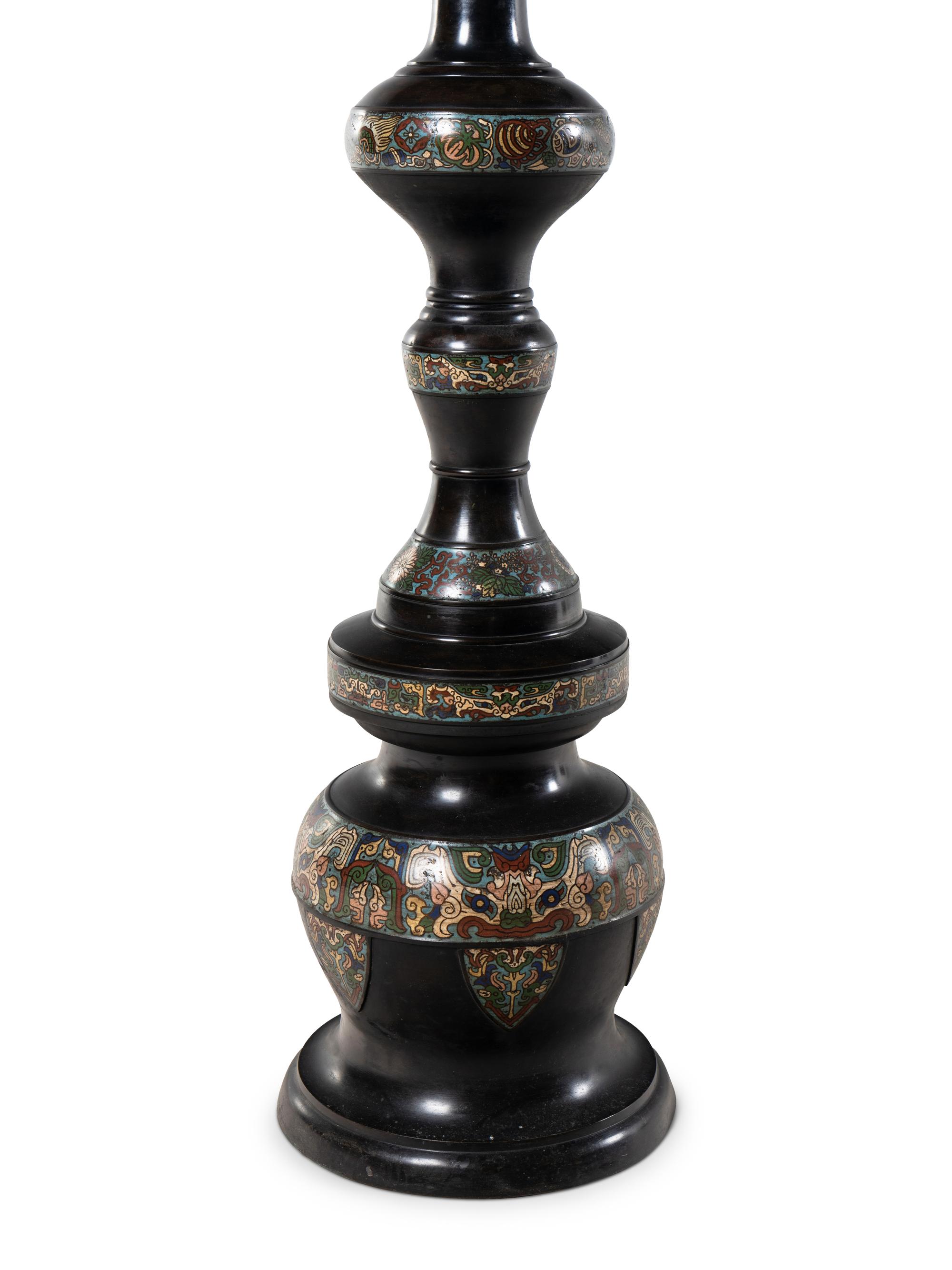 A Japanese Champlevé Floor Lamp