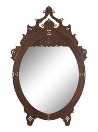 A Syrian Mother-of-Pearl Inlaid Walnut Mirror
