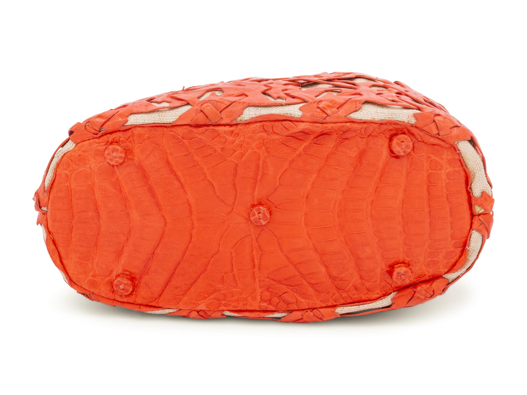 Nancy Gonzalez Cut and Woven Alligator and Canvas Bag, c. 2018