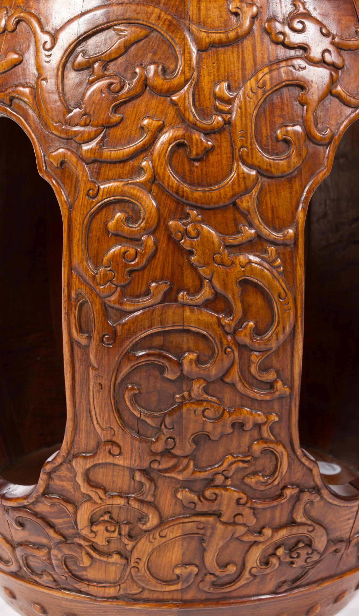 Pair of Chinese Carved Hardwood Stools 18TH/19TH CENTURY Height 20 1/8 inches. — 18TH/19TH CENTURY