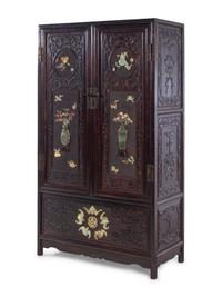 A Chinese Export Hardstone Inlaid Cabinet