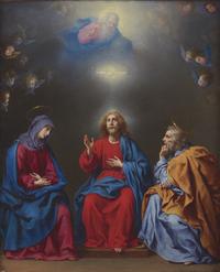The Holy Family with God the Father and the Holy Spirit above: a Sacra Conversazione