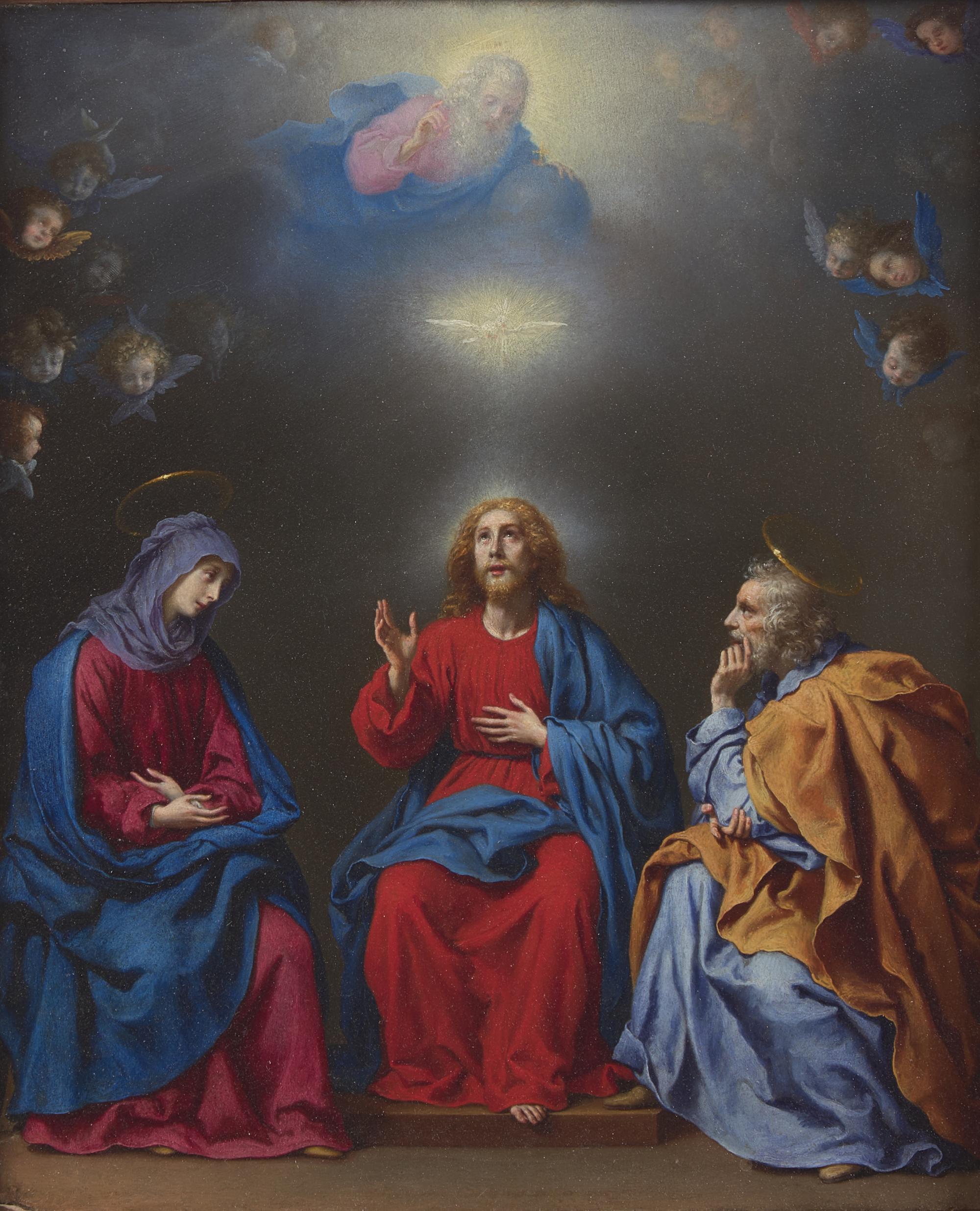 The Holy Family with God the Father and the Holy Spirit above: a Sacra Conversazione